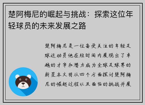 楚阿梅尼的崛起与挑战：探索这位年轻球员的未来发展之路